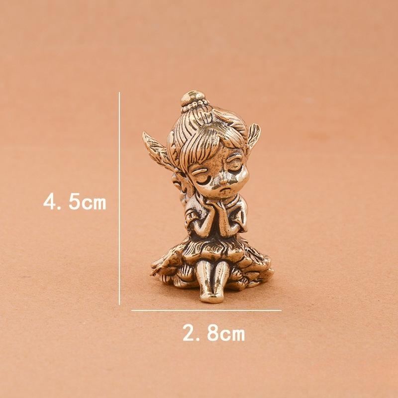 

Brass Creative Little Angel Ornament Carving Home Office Desktop Tea Pet Ornament