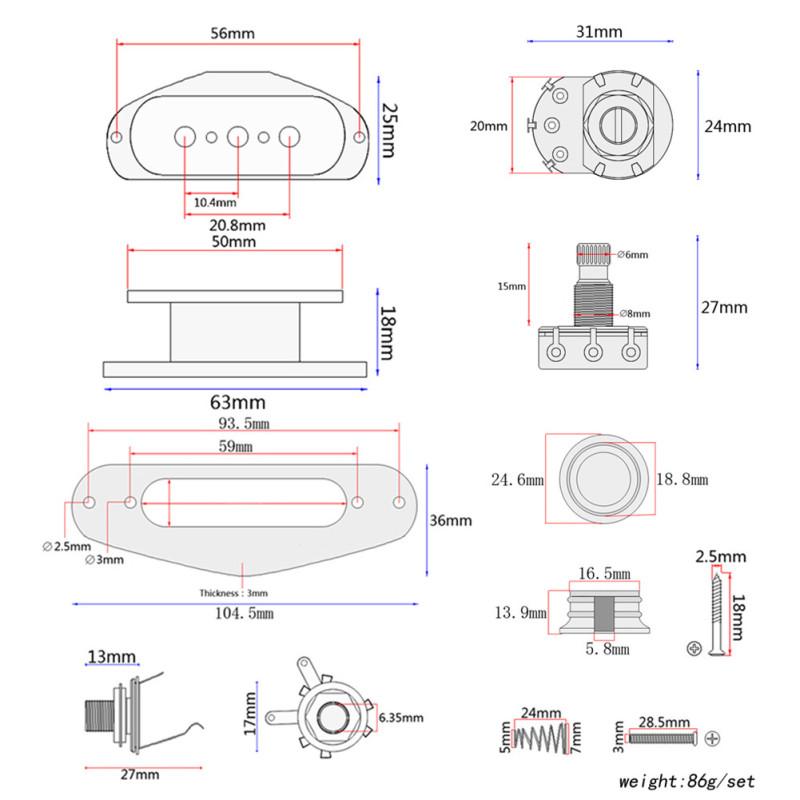 Bobinas de circuito de linha de captação Maple Alnico V Cooper 4.5Kohm para caixa de charuto instrumento musical de guitarra