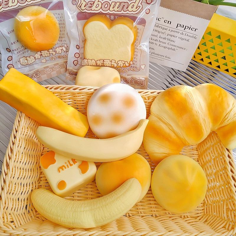 Squishy Bread Toast Squeezing Pressure Toy Stress Relief Pinch Simulated Croissant Soft Slow Rebound Playing Relaxed Gift