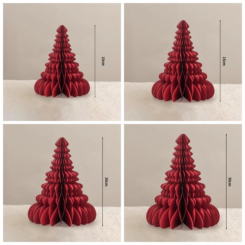 Paper Folding Christmas Tree Ornament 3D Honeycomb Christmas Tree New Year Xmas Festive Atmosphere Party Dinner Tabletop Decor