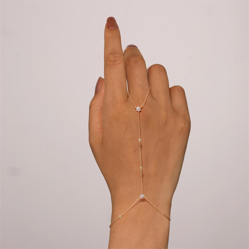 CANNER 925 Zilver Sprankelende Handketting Armbanden Voor Vrouwen INS Geometrische CZ Achtpuntige Ster Armbanden Fijne Sieraden