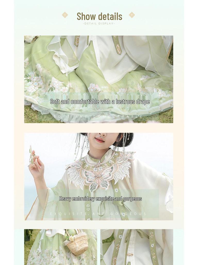 Girls' Cloud Shoulder Hanfu: Spring/Autumn Ming-Style Tang Suit for Little Girls