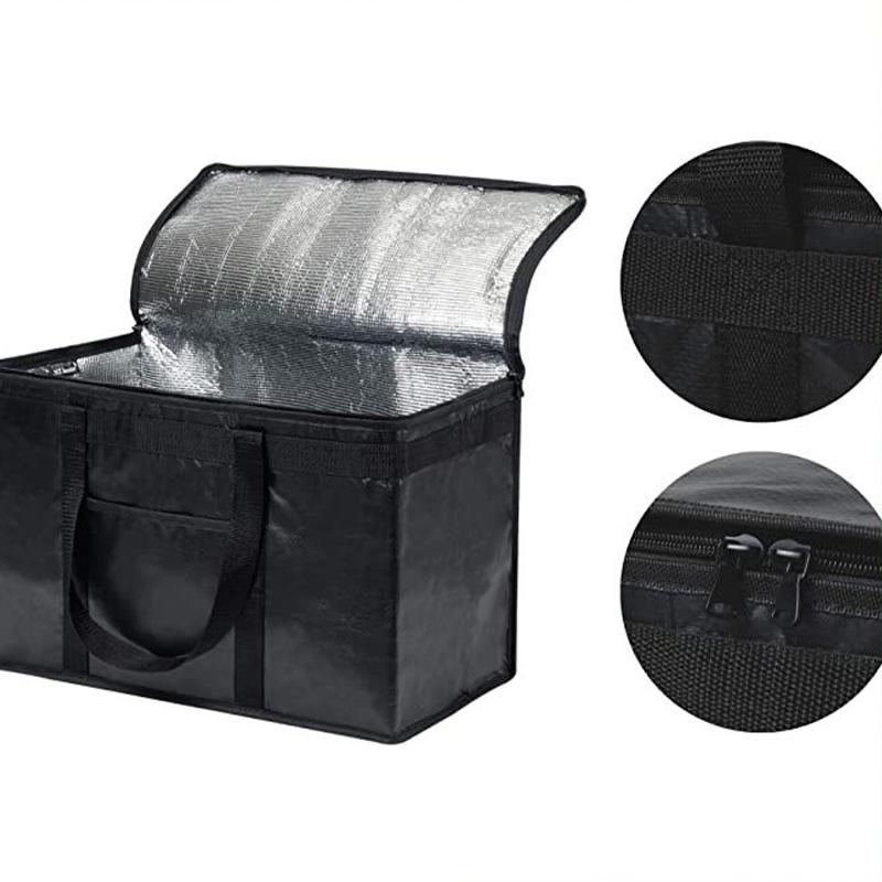 Large Insulated Delivery Bag Food Aluminum Foil Cooler Bag Foldable Portable Catering Grocery Bag
