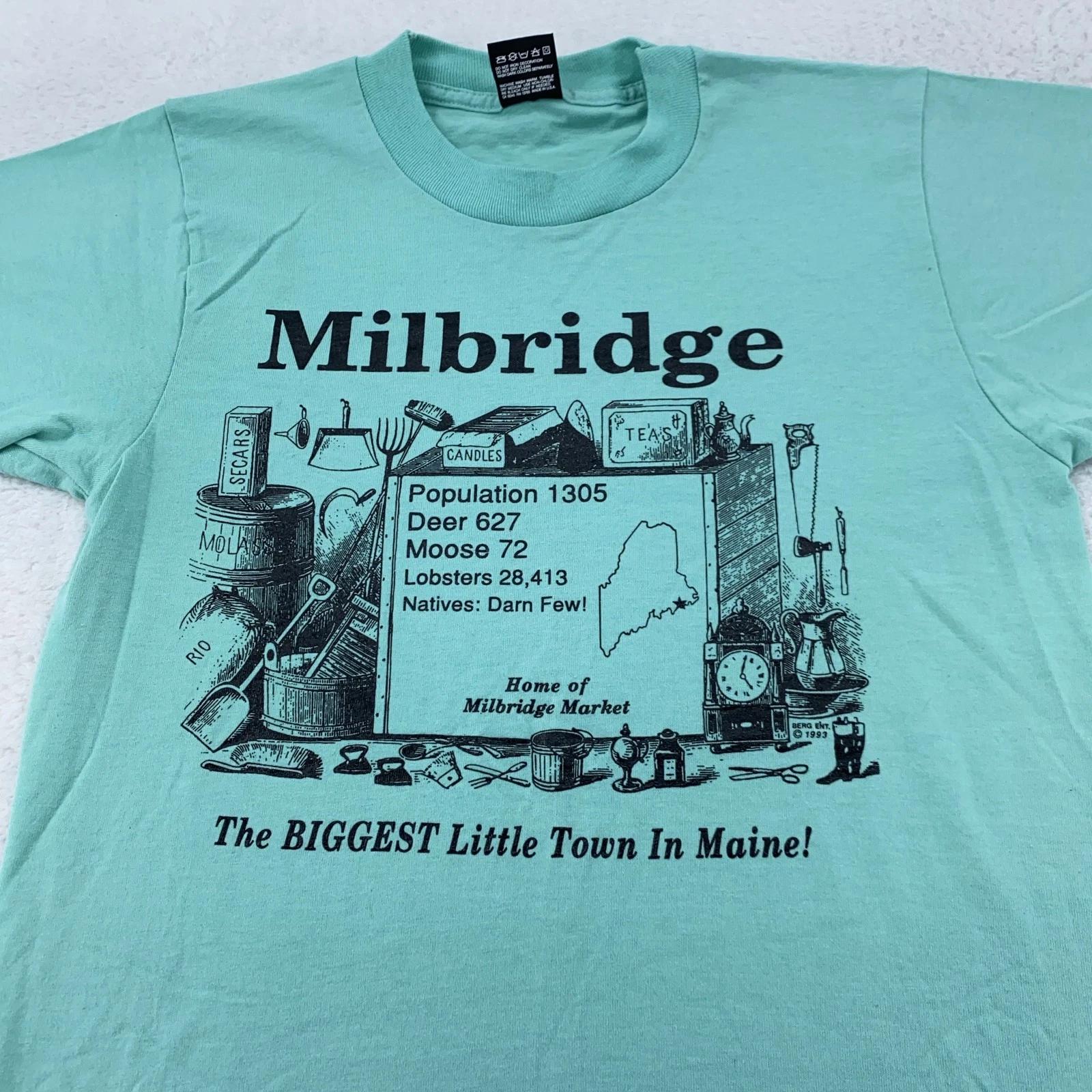 

Vintage Milbridge Shirt Mens XS Maine Lobster Deer Moose Town Graphic 90s M