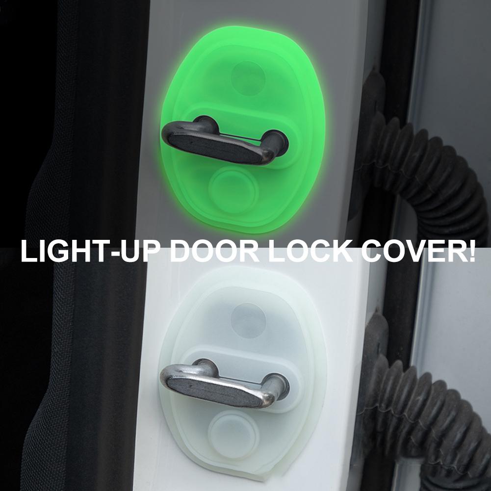 Car Door Lock Buckle Protective Cover Silicone Luminous Pad Anti-Collision Buffering Shock Mute Cushion Absorption Elastic D1J6