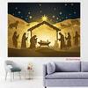 Christmas Nativity 2D Backdrop, Holy Night Jesus Birth Silhouette Photography Background