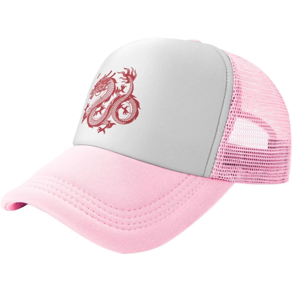 Chinese Dragon Trucker Hat Unisex Mesh Baseball Snapback Cap Breathable Adjustable Outdoor