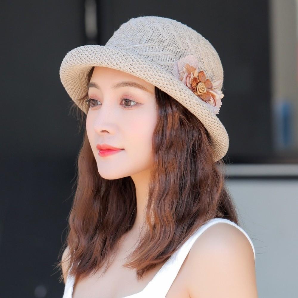 Breathable Straw Bucket Hats Dome Woven Basket Hat New Sunshade Cap  for Women