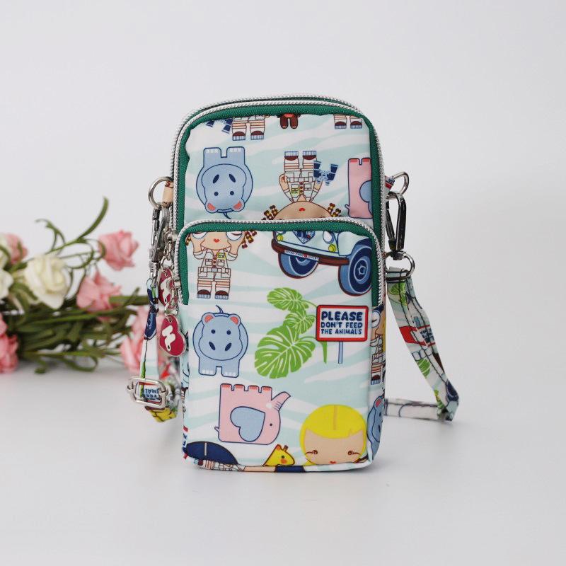 Nylon Schulter-Crossbody-Handytasche für Damen, Sport Laufen Mehrschichtige Reißverschlusstasche Armbandtasche, Clutch Münzbörse, Schlüsselhalter
