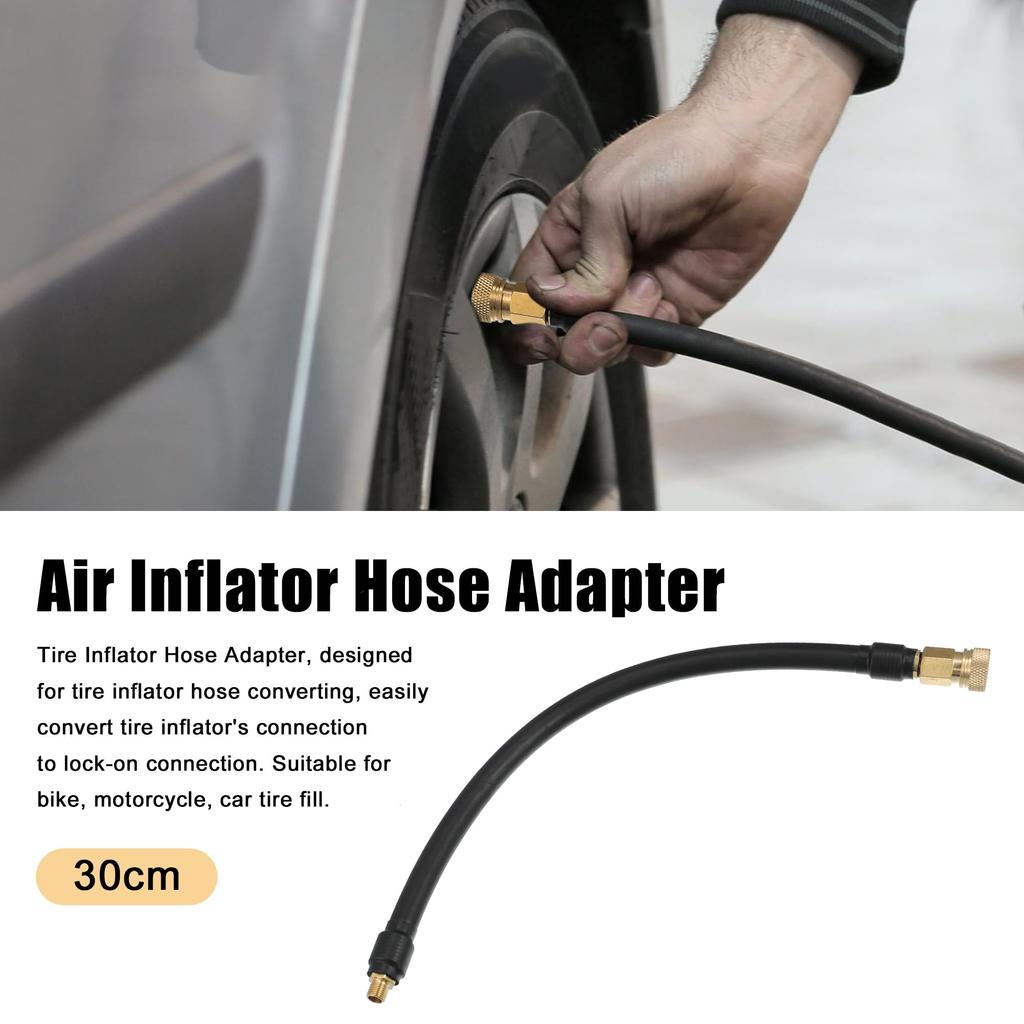 X AUTOHAUX Tire Valve Connection Pipe Air Inflator Extension Rubber Hose Vent Flexible Copper 30cm Female Thread for Car Motorcycle