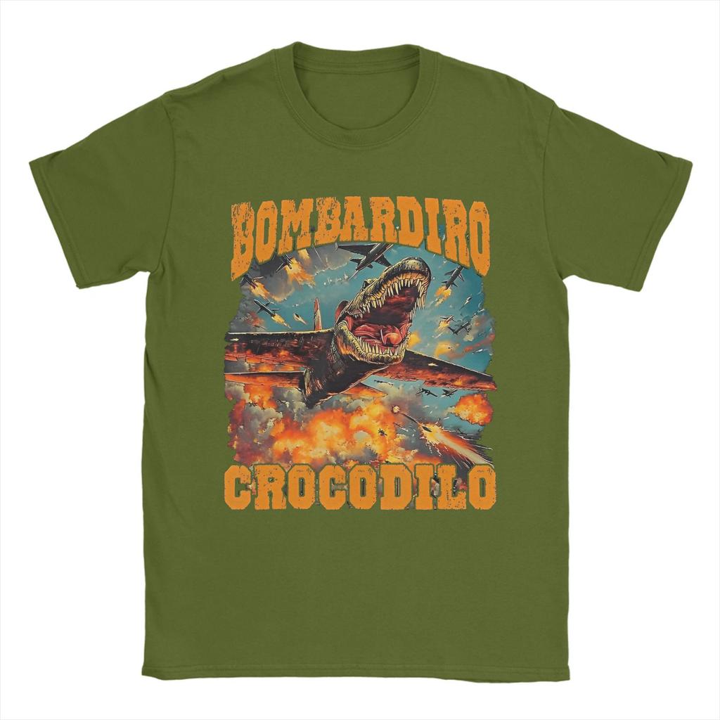 Pánské Dámské Potištěné Bombardiro Crocodilo Vtipné Brainrot Tričko Tričko Čistá Bavlna Trička Oblečení