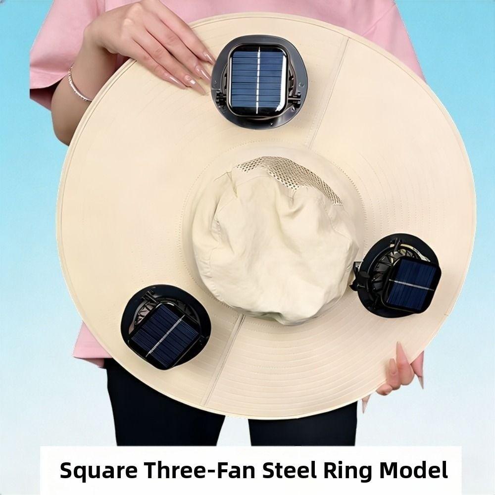 Breathable Solar Fan Hat 3 Fans Wide Brim Sun Cap Comfortable To Wear Cooling Fisherman Hat  Hiking