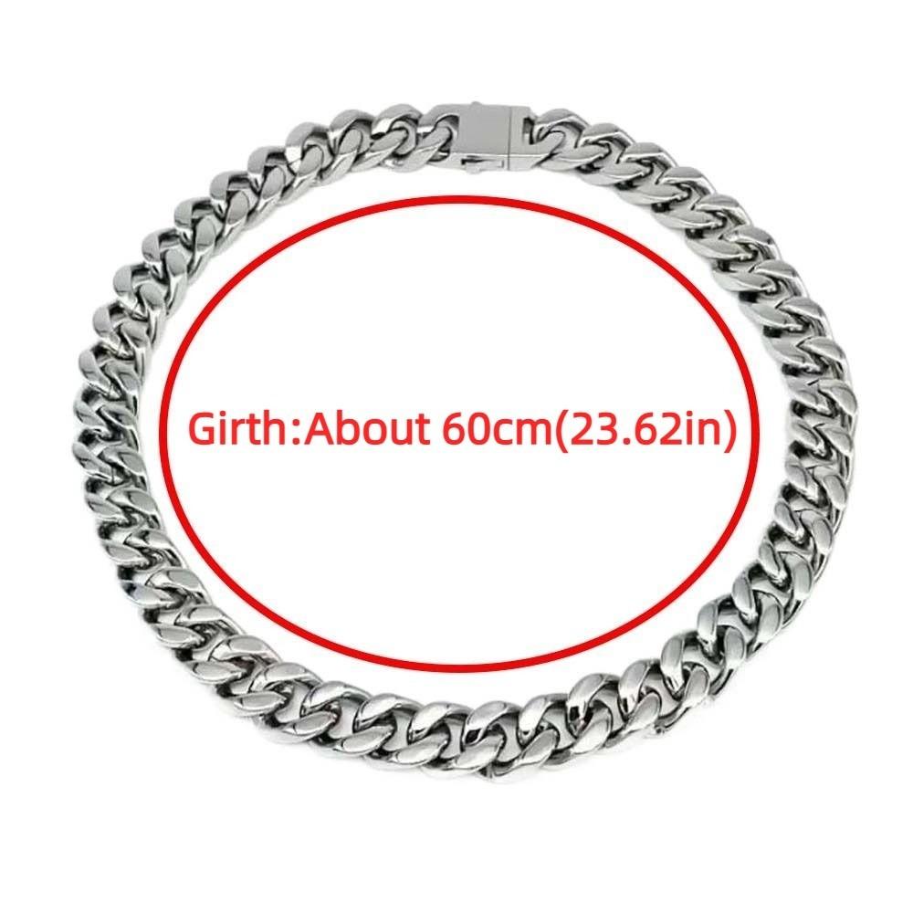 Metal Silver-plated Neck Chain Square Buckle Exaggerated Men Necklace  Clothing Accessories