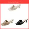 Summer Slipon High Heels With Pu Upper For Casual Womens Footwear