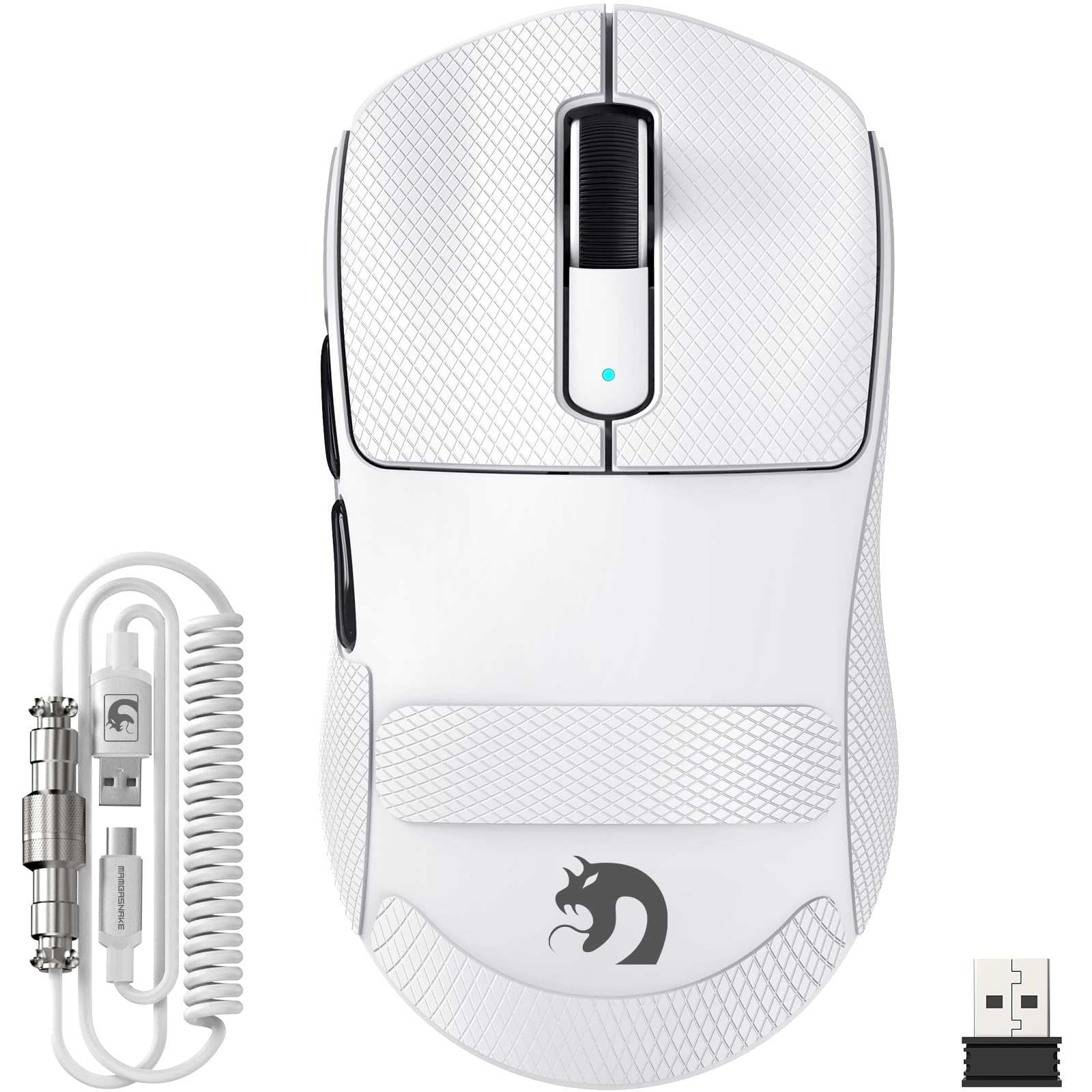 

MAMBASNAKE M3 Gaming Wireless Mouse with Original PAW3395PRO FSWQ Life 65 Hours of Continuous Grip Tape Official Direct FPS Mouse, Ultra-Lightweight білий