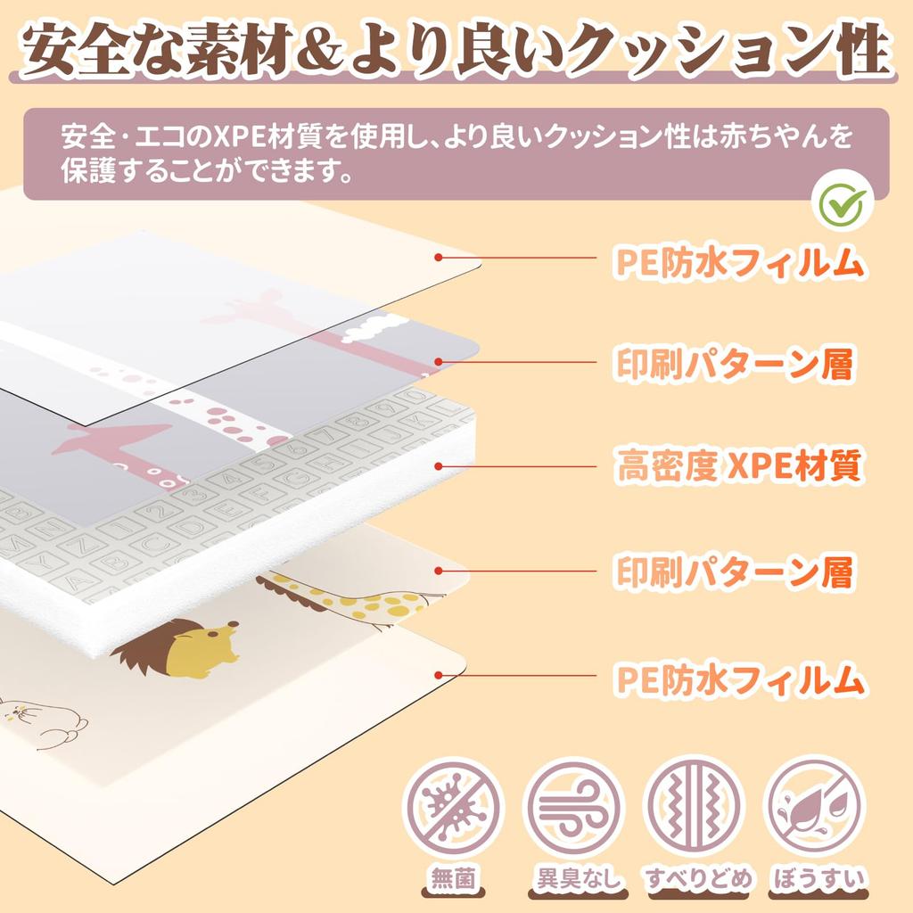 Foldable Baby Play Nap Shock Includes Storage Bag for Easy Perfect for Rooms and Picnics Zoo 160cm X 180cm X Thick, Large, Mat, Waterproof, Portable,