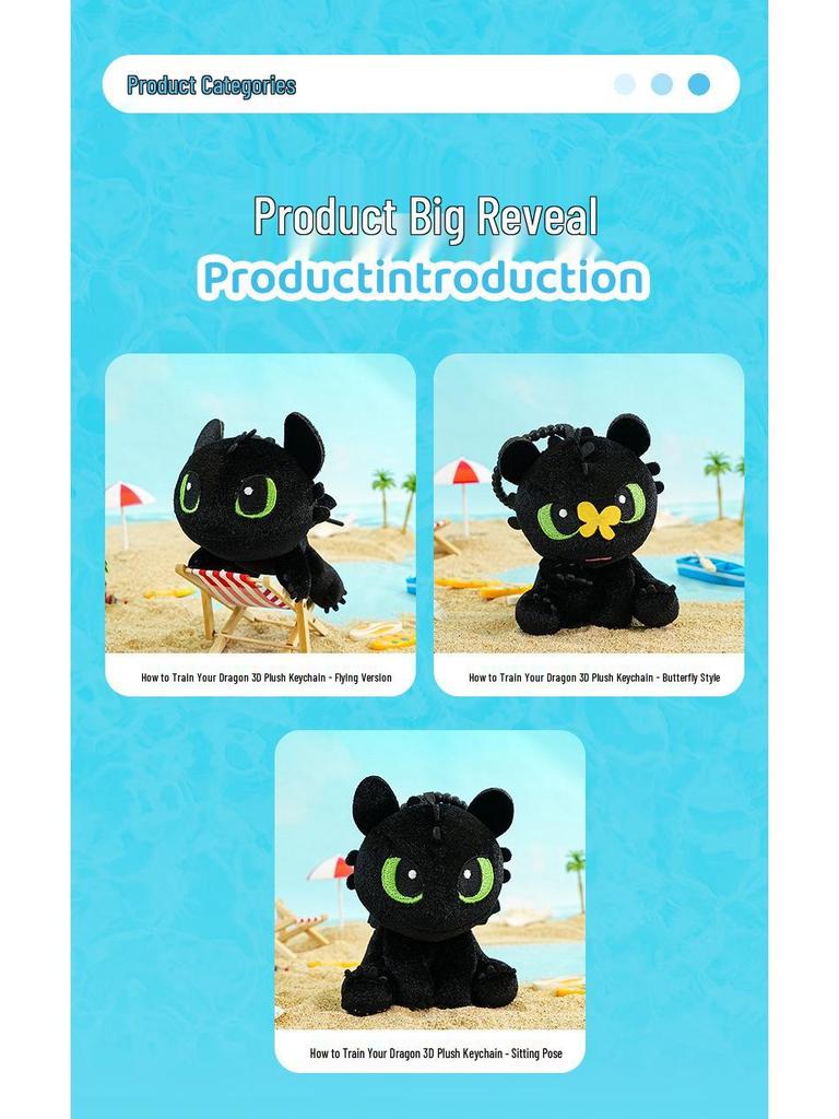 “Toothless Fluffy Keychain Plush - How to Train Your Dragon”
