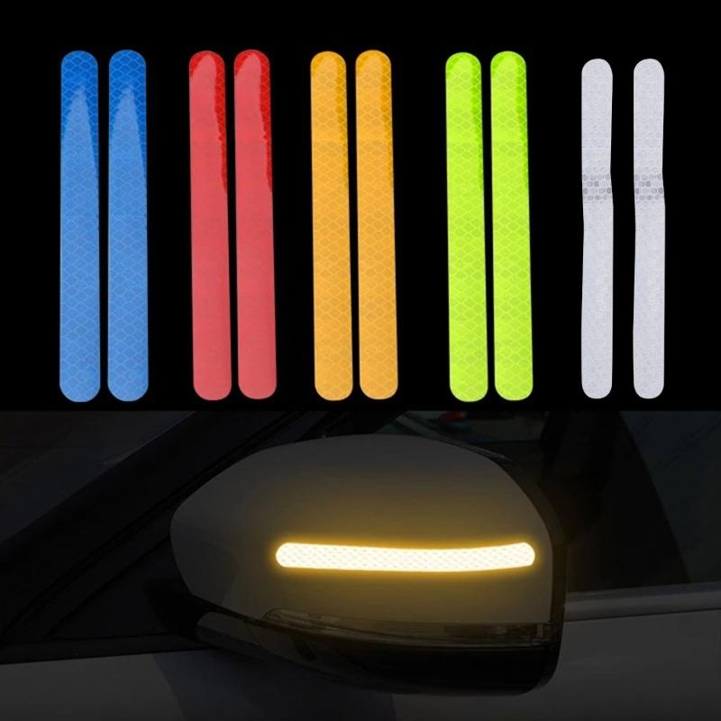 Set di 2 adesivi per auto Specchietto retrovisore Esterno per Nastro Riflettente Striscia Riflettente Adesivo di Avvertimento Anti-Collisione per Automo