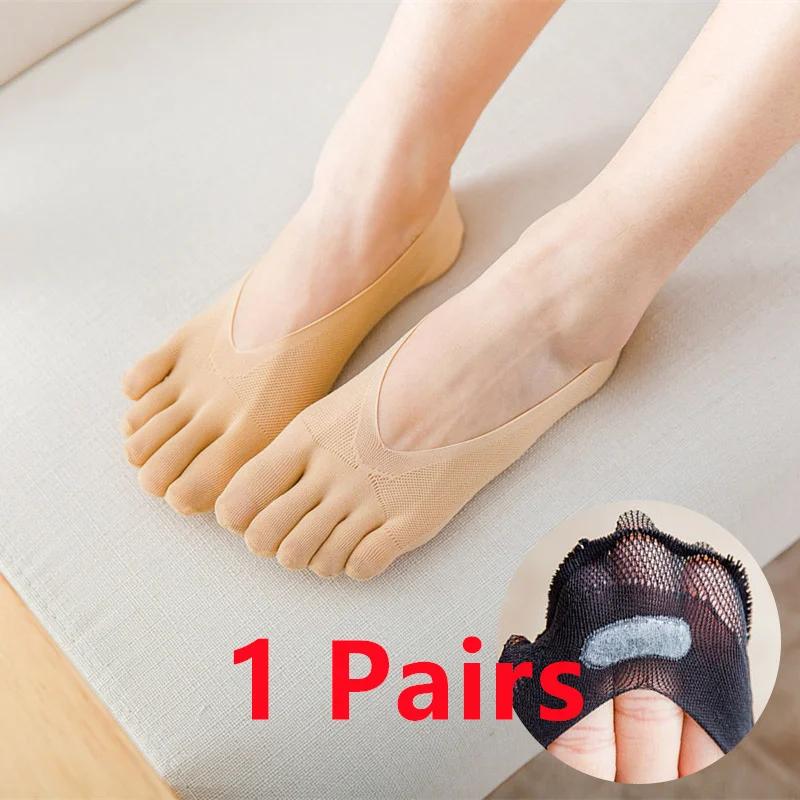1/3/5 Pairs/Lot Women Summer Five-Finger Socks Ultrathin Funny Toe Invisible Boat Sokken Silicone Breathable Short Low Ankle Sox