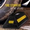Anti Slip Garage Parking Wheel Stopper Rubber Car Tire Chock with High Visibility Yellow Stripes for All Cars Trucks 1/2Pcs