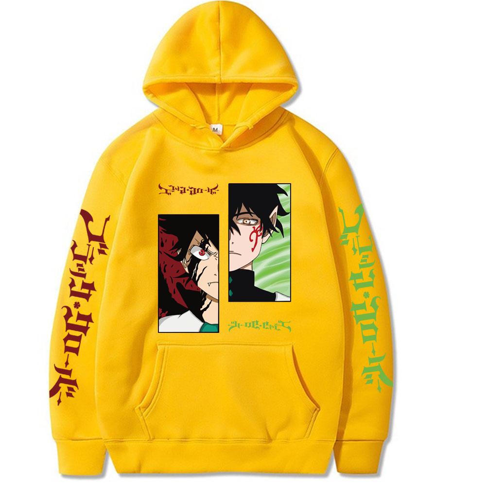 Japonské anime Černý jetel Asta Harajuku Mikiny Muži Ženy Mikiny Dlouhý rukáv Podzim Zima Oversized Streetwear Pulovr