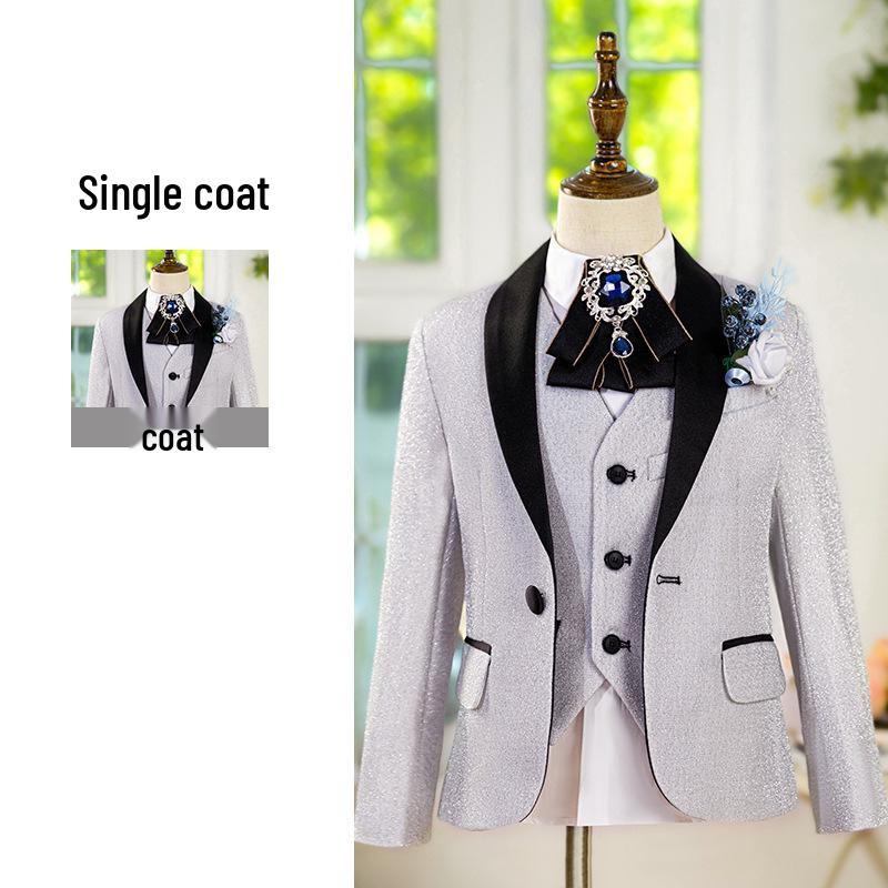 Boys' Silver Sequin Suit Set - Performance & Ceremony Outfit