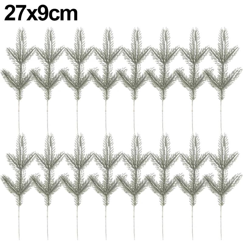 10/1Pcs Christmas Artificial Pine Needles Branches Snow Pine Fake Plants DIY Xmas Tree Wreath Ornaments Home Xmas New Year Gifts