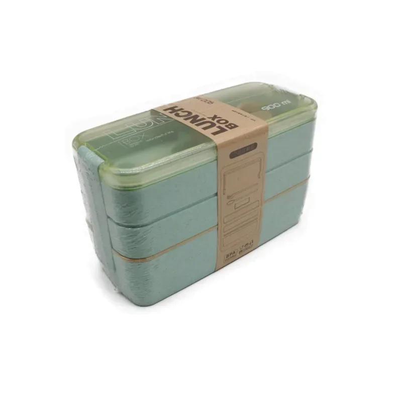 Umweltfreundliches Weizenstroh-Material 3 Schichten 600ml Suppenbox 900ml Lunchbox Bento Lebensmittelbehälter Mikrowellengeeignetes Geschirr Lunchbox
