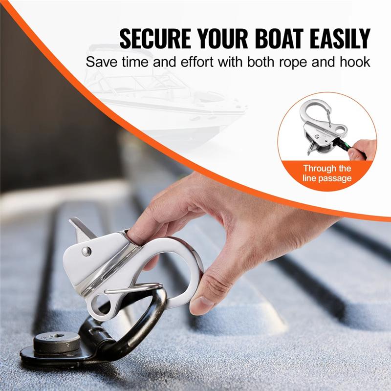 Stainless Steel Marine Yacht Boats Bumper Clip Quick Release Spring Adjustable Line Length Sliding Anchor Hooks