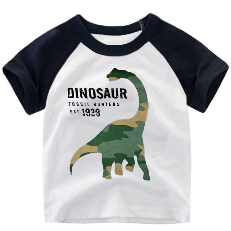 Kids Short Sleeve T Shirt Toddler Boys Girls Color Patchwork Summer Tops Cartoon Printed Graphic Tees