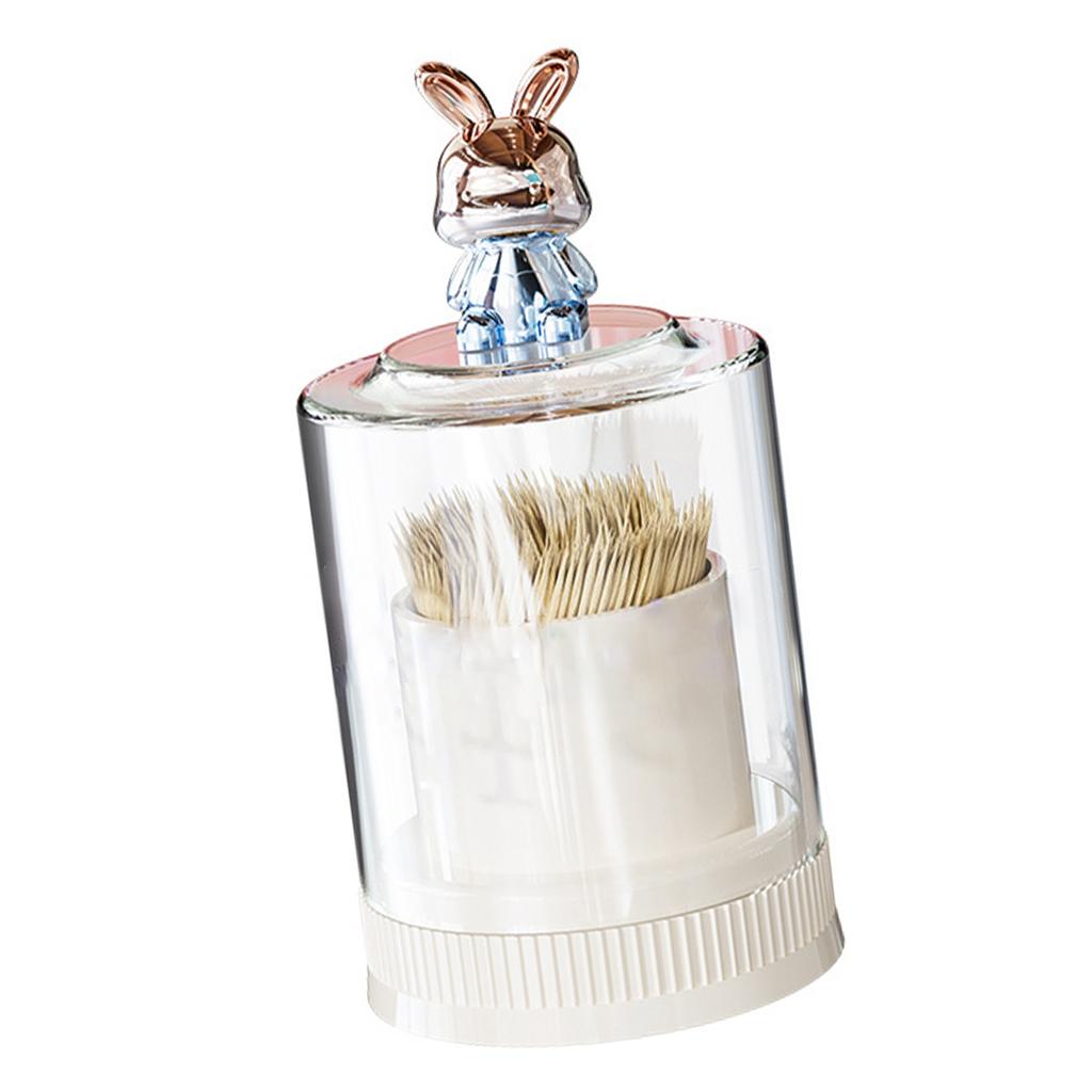 Tandenstokerhouder met Schattig Konijn Transparant Deksel Grote Capaciteit Ronde Tandenstokerdoos voor Keuken Restaurant