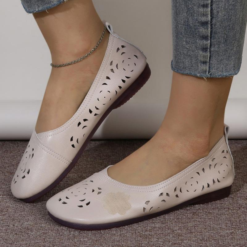 Slip-on Round Toe Women's Flats Solid Hollow Women's Shoes On Sale 2025 High Quality Low Heels Concise Flats Sapatos Baixos