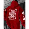 Avrupa ve Amerikan Erkek Sonbahar Modası Gotik Özgürlük Heykeli Harf Baskılı Kapüşonlu Sweatshirt Dış Mekan Sokak Çok Yönlü Üst
