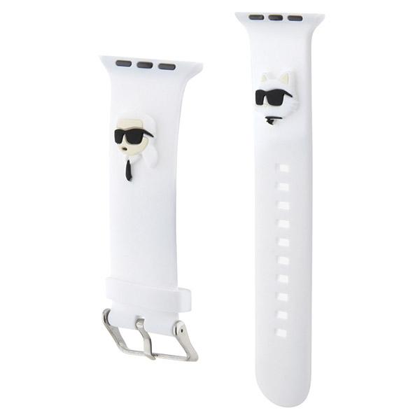 Karl Lagerfeld Pasek Klawmslkcnh Applewatch 38/40/41Mm Biały/White Strap 3D Rubber Karl&Choupette Heads