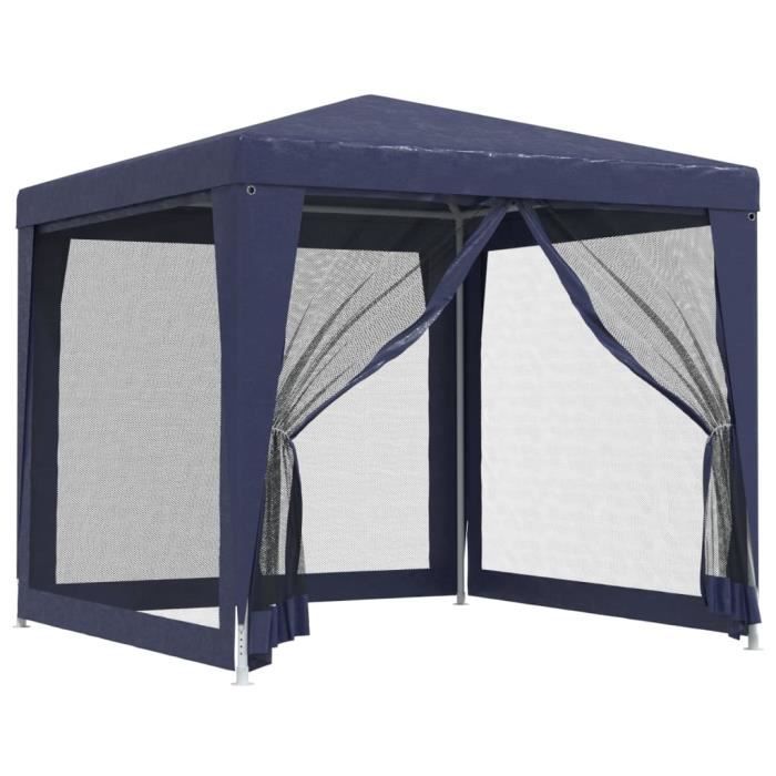 319222 vidaXL Party Tent with 4 Mesh Sidewalls Blue 2.5x2.5 M