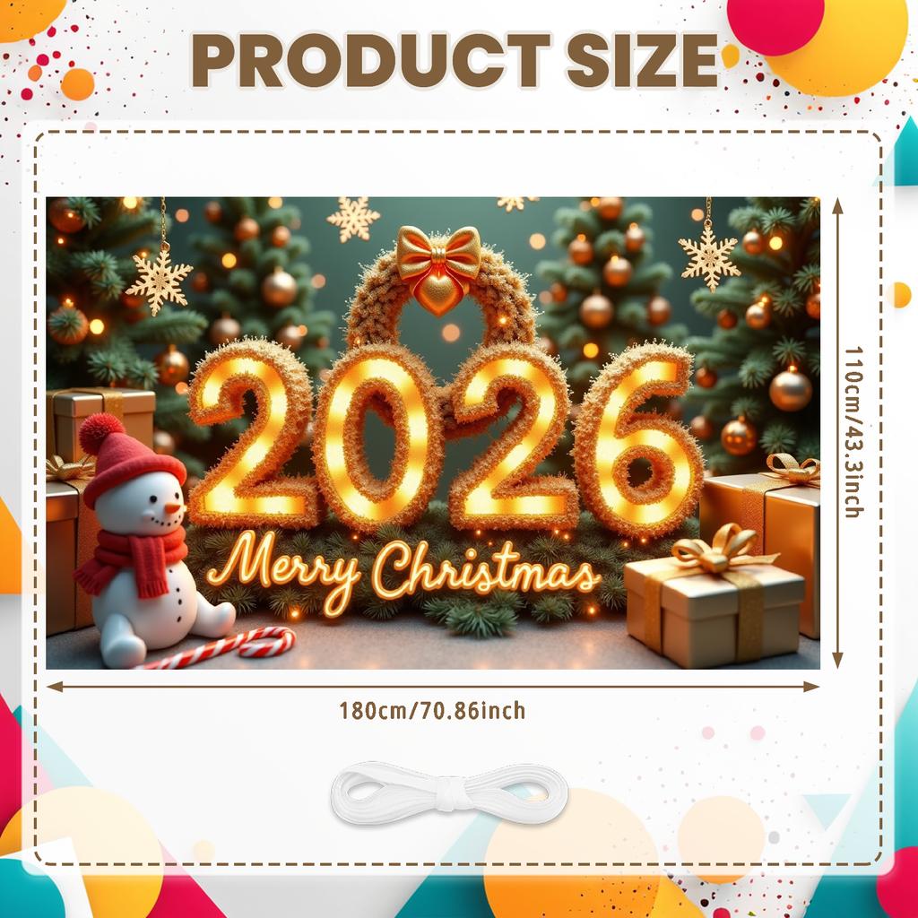 Merry Christmas Banner Wreath Snowman Snow Scene Xmas Party Decoration Backdrop 2026 New Year Event Photo Background Props
