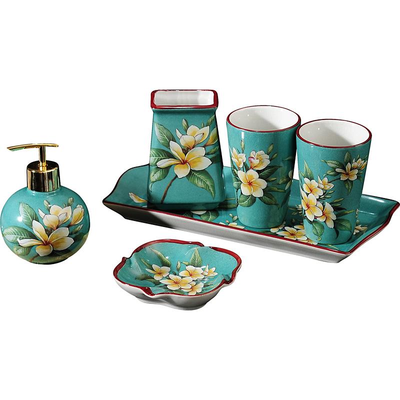 Ice cracked ceramic bathroom wash set bathroom mouthwash cup hand soap bottle soap dish toothbrush holder bathroom accessories