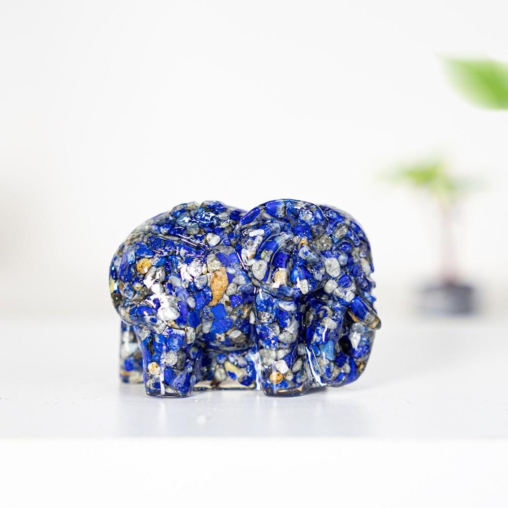 Natural Gemstone Crystal Decor Elephant Resin Art Home Gift For Special Occasions