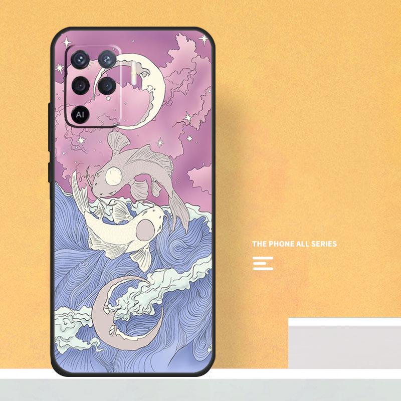 Koi Fish Yin Yang Case For Oppo A74 A94 A54 A15 A17 A57 A6 A5 Pro A16 A76 A96 A40 A60 A80 A18 A38 A58 A78 A98