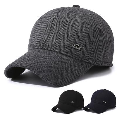 Autumn Winter Warm Men's Windproof Ear Protection Woolen Baseball Cap Outdoor Sports Cap