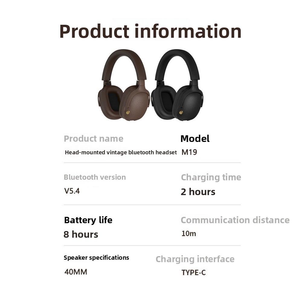 Retro Style M19 Headset Wireless Headset Bluetooth 5.4 Mobile Phone