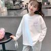 Girls' 100% Cotton Long Sleeve T-shirt - White Base Layer for Spring & Autumn (Sizes for Small, Medium & Large Children)