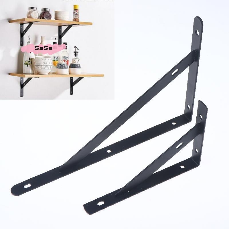 S-2Pcs Tripod Bracket Shelf Floating Shelf Heavy Duty Black/White Steel For Decorative Wall Mount Joint Angle Without Screws