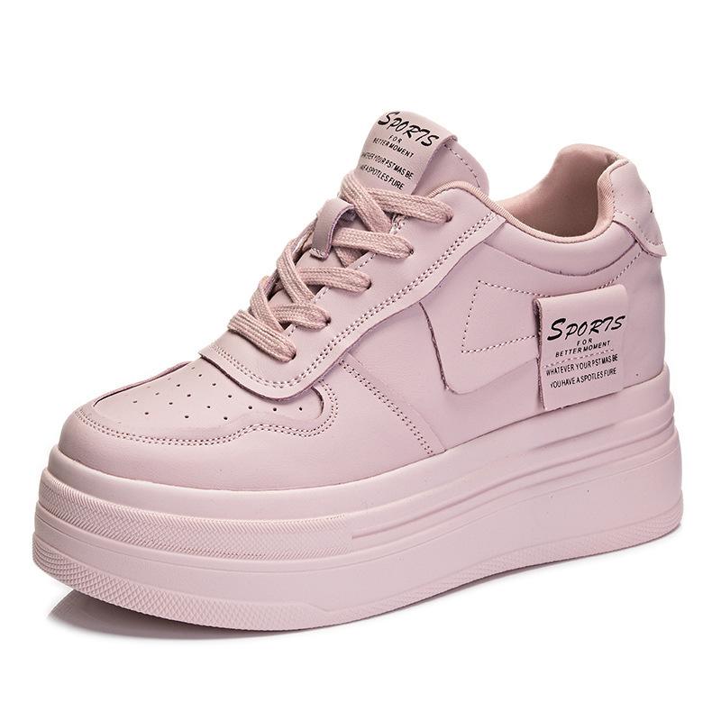 Fashion 8CM Cow Genuine Leather Females Comfy Casual Ladies Vulcanize Women Platform Spring Autumn High Brand Sneakers Breathable