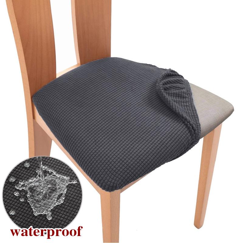Waterproof Jacquard Chair Cover For Dining Room Thick Fabric Chair Slipcover Protector Washable Seat Cover For El Banquet 1Pc