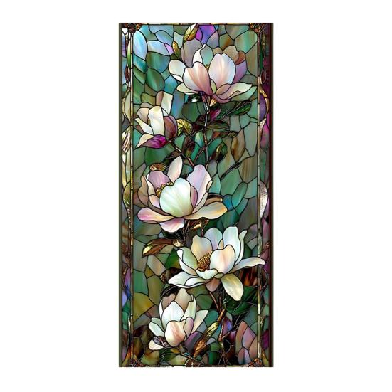 Yousheng Window Privacy Film Stained Glass Floral Static Window Cling Decorative UV Blocking Heat Control Glass Sticker for Glass Doors