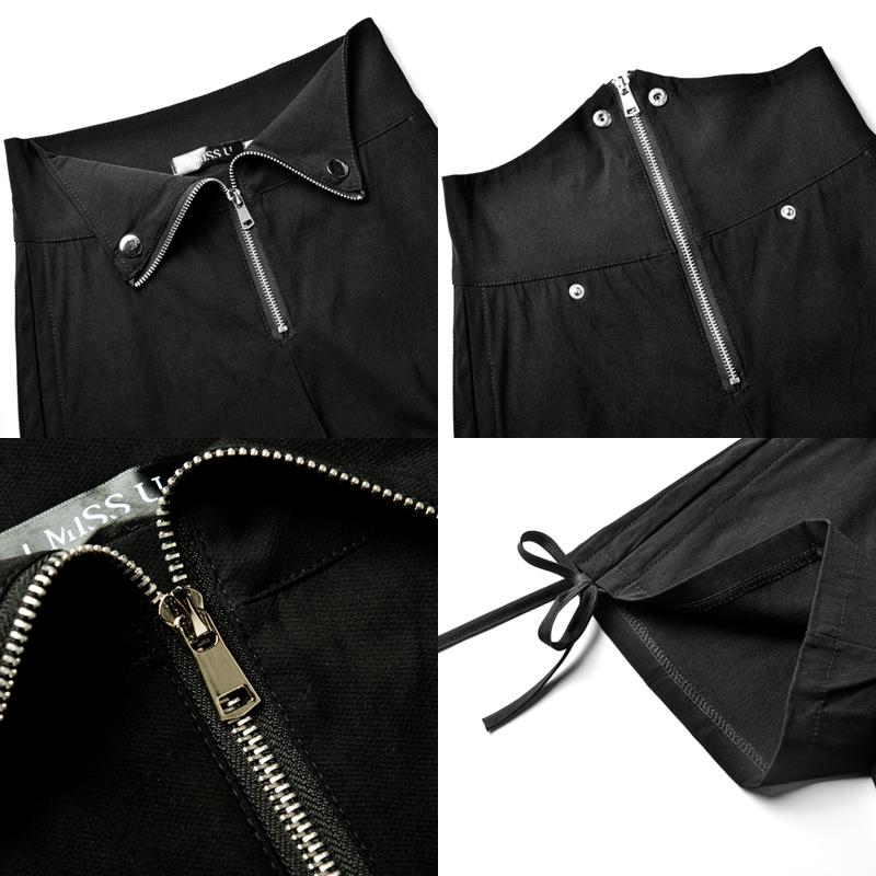 Women's Large Black Wide-Leg Drawstring Zipper A-Line High Waist Casual Shorts - Spring/Summer 2025