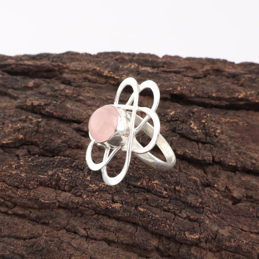 Adorable Rose Quartz Gemstone Jewelry, 925 Solid Sterling Silver Ring, Handmade Gorgeous Silver Ring, For Anniversary Gift