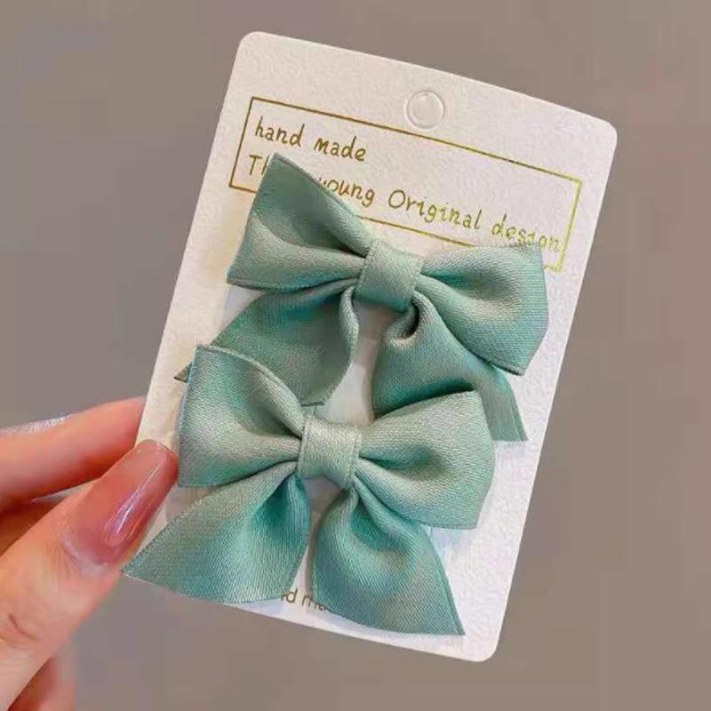 2Pcs/Pair Small 4cm Duckbill Hair Clips Satin Butterfly Bow Hair Bangs Hairgripes Women Girl Fashionable Hair Accessories