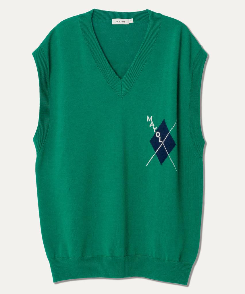 Mayol Argyle Intarsia Knit Vest_Green